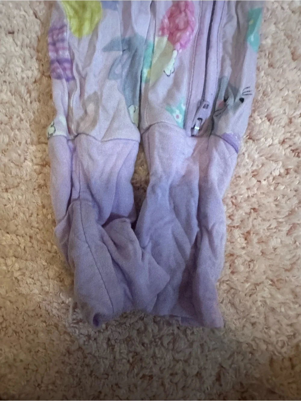 Little Sleepies Baby Pajama Romper in Lavender Easter print size 6-12m